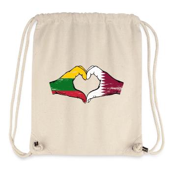 Lithuania Qatar flag hands heart shape used - Stanley/Stella Recycled Gym Bag - natural - Front