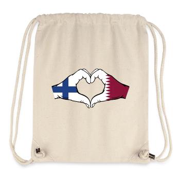 Finland Qatar Flag Hands Heart Shape - Stanley/Stella Recycled Gym Bag - natural - Front