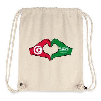 Tunisia Saudi Arabia Flag Hands Heart Shape - Stanley/Stella Recycled Gym Bag - natural - Front