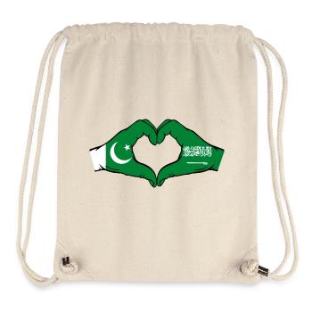 Pakistan Saudi Arabia Flag Hands Heart Shape - Stanley/Stella Recycled Gym Bag - natural - Front