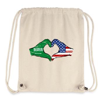 Saudi Arabia USA Flag Hands Heart Shape Used - Stanley/Stella Recycled Gym Bag - natural - Front