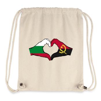 Bulgarien Angola Flagge Hände Herzform - Stanley/Stella recycelter Gym Bag - Naturweiß - Vorne