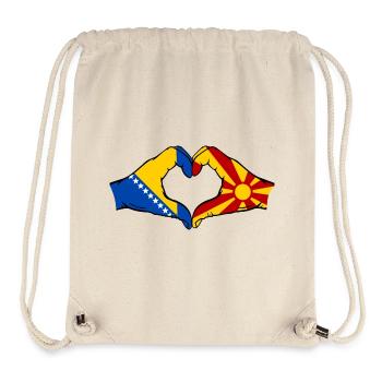 Bosnie Macédoine Drapeau Mains Coeur Forme - Sac à cordon recyclé Stanley/Stella - blanc naturel - Devant
