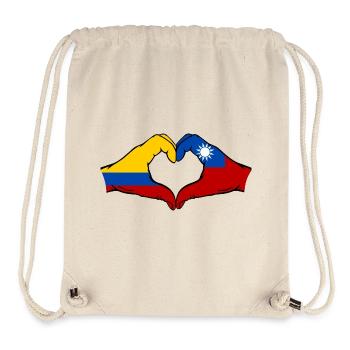 Kolumbien Taiwan Flagge Hände Herzform - Stanley/Stella recycelter Gym Bag - Naturweiß - Vorne
