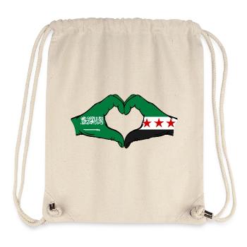 Saudi Arabia Syria Flag Hands Heart Shape - Stanley/Stella Recycled Gym Bag - natural - Front