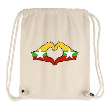 Myanmar Flag Hands Heart Shape - Stanley/Stella Recycled Gym Bag - natural - Front