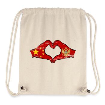 China Montenegro Flagge Hände Herzform used - Stanley/Stella recycelter Gym Bag - Naturweiß - Vorne