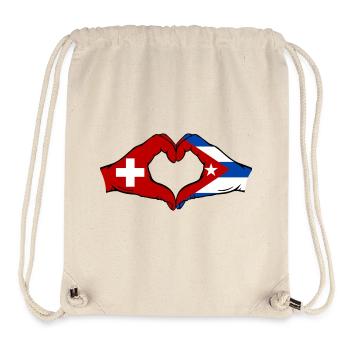 Schweiz Kuba Flagge Hände Herzform - Stanley/Stella recycelter Gym Bag - Naturweiß - Vorne