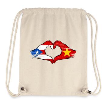 Puerto Rico Vietnam Flagge Hände Herzform used - Stanley/Stella recycelter Gym Bag - Naturweiß - Vorne