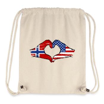 Norway USA Flag Hand Heart Shape Used - Stanley/Stella Recycled Gym Bag - natural - Front
