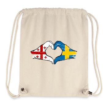 Géorgie Suède Drapeau Mains Coeur Forme Utilisé - Sac à cordon recyclé Stanley/Stella - blanc naturel - Devant