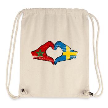 Morocco Sweden Flag Hand Shape Heart Shape Used - Stanley/Stella Recycled Gym Bag - natural - Front