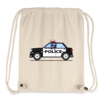 Police car with policeman black and white - Stanley/Stella Recycled Gym Bag - natural - Front