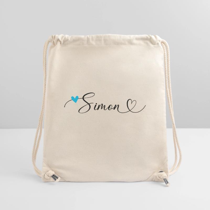 Simon Last name First name Calligraphy heart Stanley/Stella Recycled Gym Bag