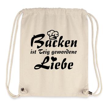 Backen ist Teig gewordene Liebe mit Bäckermütze - Stanley/Stella recycelter Gym Bag - Naturweiß - Vorne
