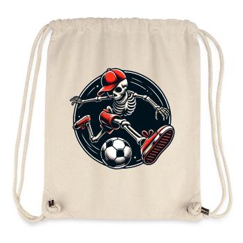 Lustiges Skelett mit Basecap spielt Fussball - Stanley/Stella recycelter Gym Bag - Naturweiß - Vorne