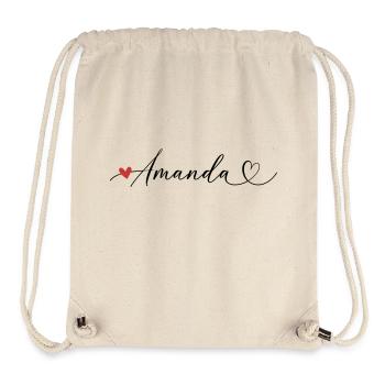 Amanda Nom Prénom Calligraphie coeur - Sac à cordon recyclé Stanley/Stella - blanc naturel - Devant