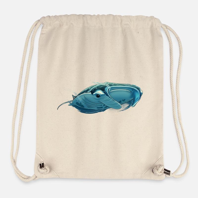 Majestueuse raie manta II : grâce sous-marine - Sac à cordon recyclé Stanley/Stella - blanc naturel