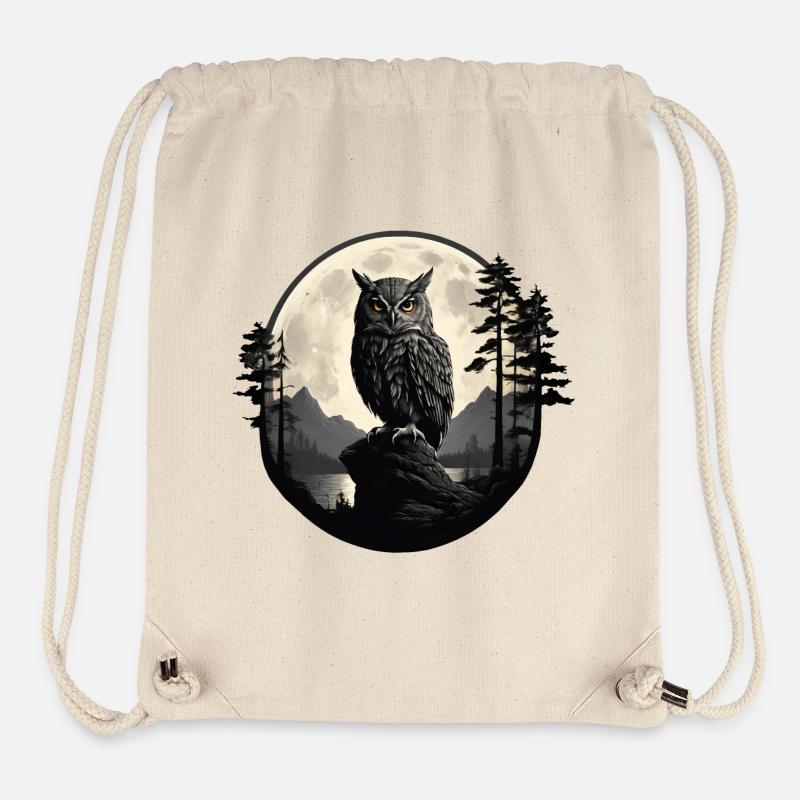 Hibou au clair de lune : panorama naturel la nuit - Sac à cordon recyclé Stanley/Stella - blanc naturel