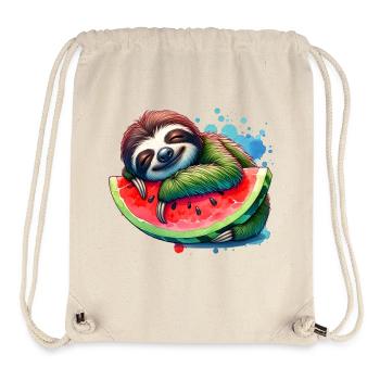 Paresseux dormant sur un morceau de pastèque - Sac à cordon recyclé Stanley/Stella - blanc naturel - Devant