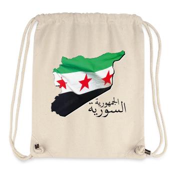 Drapeau de la Syrie sur la carte de la Syrie SY - Sac à cordon recyclé Stanley/Stella - blanc naturel - Devant