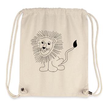 Lion - graphique en noir et blanc - Sac à cordon recyclé Stanley/Stella - blanc naturel - Devant