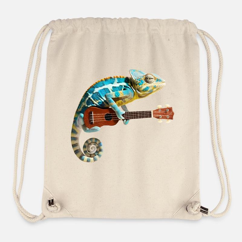 Chamäleon mit Ukulele - Stanley/Stella recycelter Gym Bag - Naturweiß