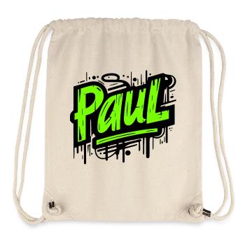 Paul Nom de famille Prénom Graffiti - Sac à cordon recyclé Stanley/Stella - blanc naturel - Devant