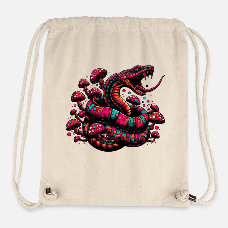 Serpent psychédélique aux champignons - Sac à cordon recyclé Stanley/Stella - blanc naturel