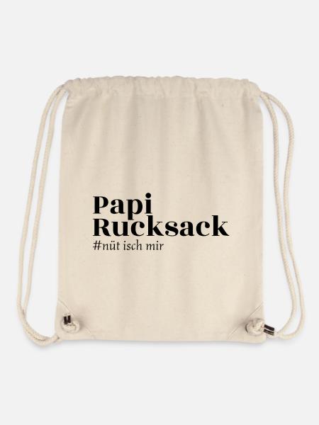 Papi Rucksack - nüt isch mir - Stanley/Stella recycelter Gym Bag - Naturweiß