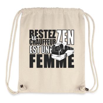 Cadeau femme conductrice de bus conductrice de car - Sac à cordon recyclé Stanley/Stella - blanc naturel - Devant