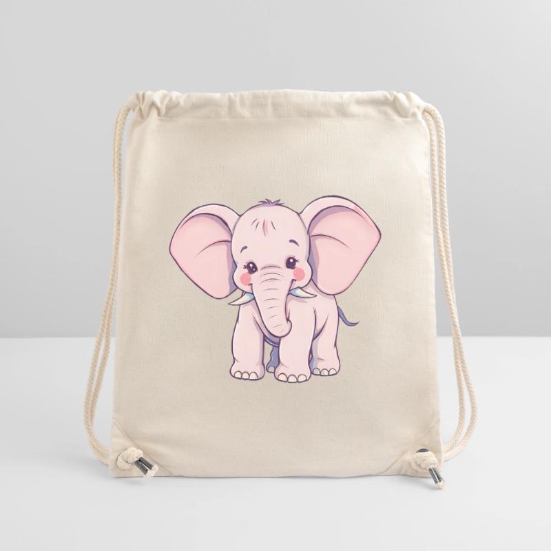 Éléphant rose ludique avec queue bleue Sac à cordon recyclé Stanley/Stella