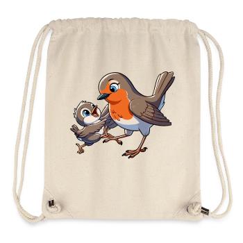 Robin mother and child frolicking - Stanley/Stella Recycled Gym Bag - natural - Front