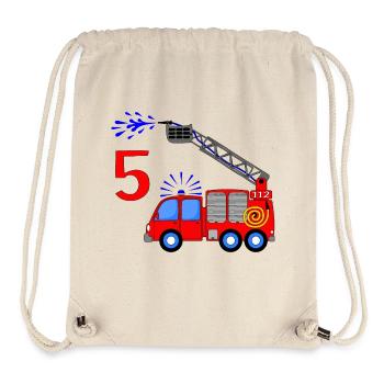Feuerwehrfahrzeug 5 Geburtstag Kinder - Stanley/Stella recycelter Gym Bag - Naturweiß - Vorne
