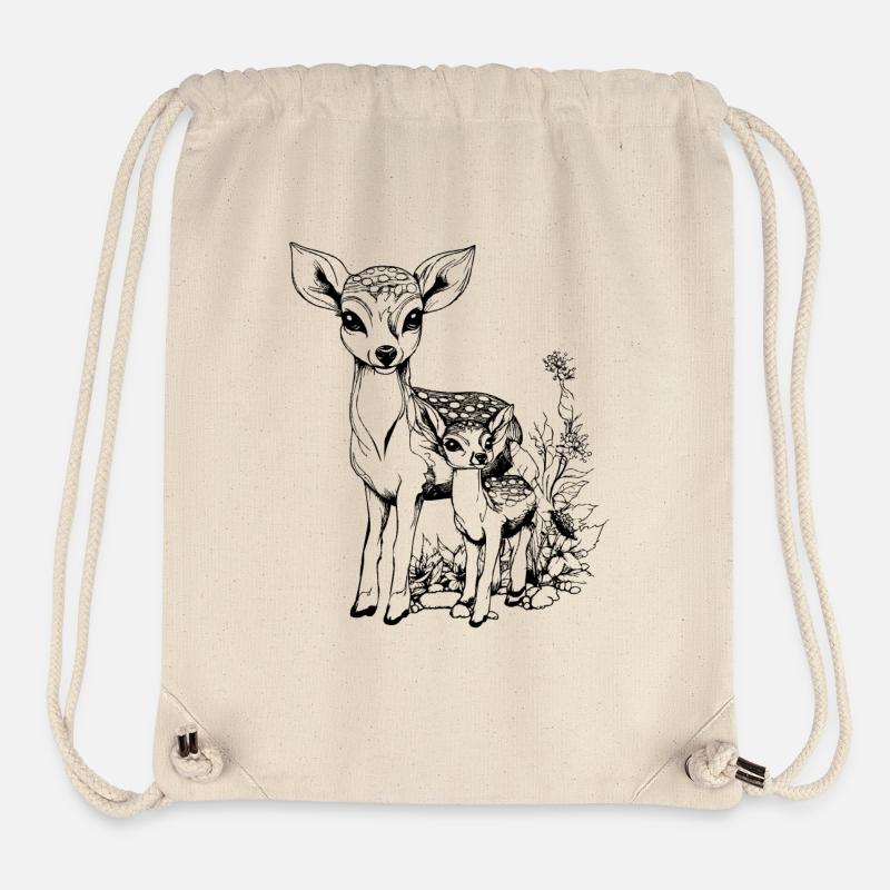 Cerf avec faon - Sac à cordon recyclé Stanley/Stella - blanc naturel