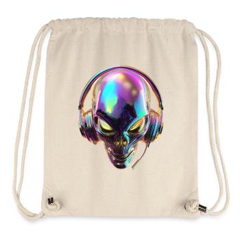 Chromatischer Alien-Kopf mit Kopfhörern - Stanley/Stella recycelter Gym Bag - Naturweiß - Vorne
