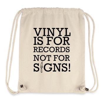 Le vinyle n’est ni un disque, ni un signe ! - Sac à cordon recyclé Stanley/Stella - blanc naturel - Devant