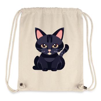 chat noir aux yeux jaunes - Sac à cordon recyclé Stanley/Stella - blanc naturel - Devant