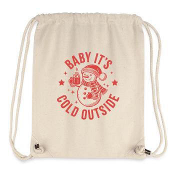 Bébé, il fait froid dehors Bonhomme de neige - Sac à cordon recyclé Stanley/Stella - blanc naturel - Devant