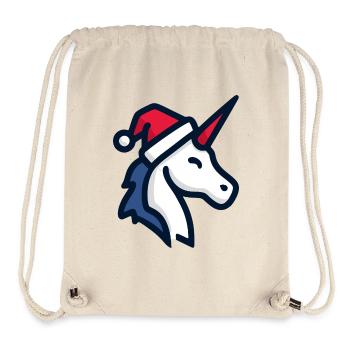 Cooles Einhorn Weihnachtsmütze Zwinkern - Stanley/Stella recycelter Gym Bag - Naturweiß - Vorne