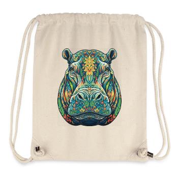 Buntes Nilpferd mit Blumen - Stanley/Stella recycelter Gym Bag - Naturweiß - Vorne