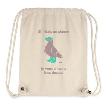 Pigeon Provocateur Bottes Turquoise Humour - Sac à cordon recyclé Stanley/Stella - blanc naturel - Devant