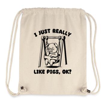 J’aime vraiment les cochons pour les amateurs de citations de cochons - Sac à cordon recyclé Stanley/Stella - blanc naturel - Devant