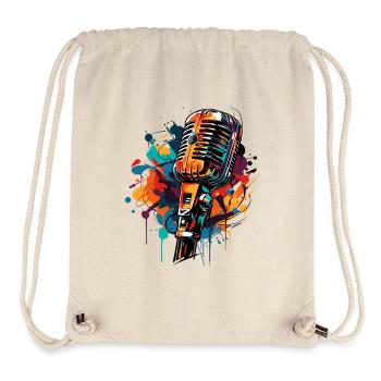 Microphone rétro design chantant - Sac à cordon recyclé Stanley/Stella - blanc naturel - Devant