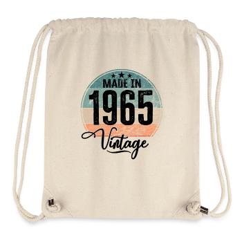 Millésime Fabriqué en 1965 Année de naissance 1965 Anniversaire - Sac à cordon recyclé Stanley/Stella - blanc naturel - Devant