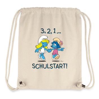 Schlümpfe Design 3,2,1… Schulstart - Stanley/Stella recycelter Gym Bag - Naturweiß - Vorne