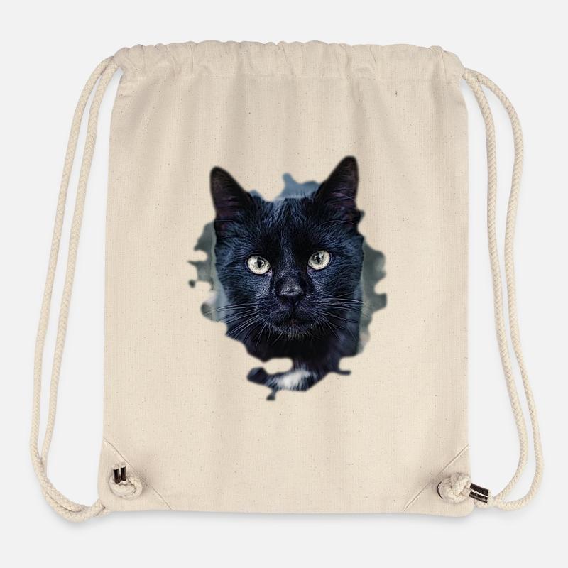 black cat chat noir - Sac à cordon recyclé Stanley/Stella - blanc naturel