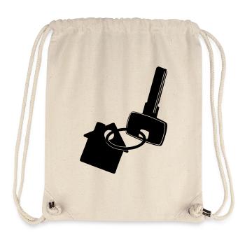 Clé avec clé de maison pour faire sonner le logo - Sac à cordon recyclé Stanley/Stella - blanc naturel - Devant