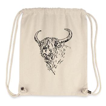 Tough line drawing Scottish Highlander or buffalo - Stanley/Stella Recycled Gym Bag - natural - Front