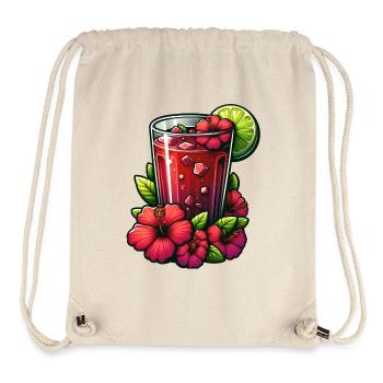 Tasse à thé à l’hibiscus rouge - Sac à cordon recyclé Stanley/Stella - blanc naturel - Devant